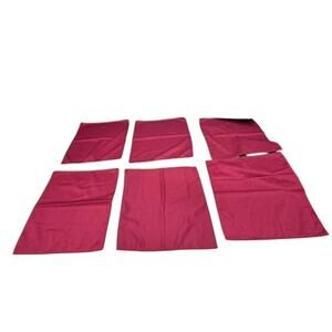 "Lauren Ralph Lauren" Set of 7 Fabric Red/Burgundy Napkins‎ 19" x 20" Washed